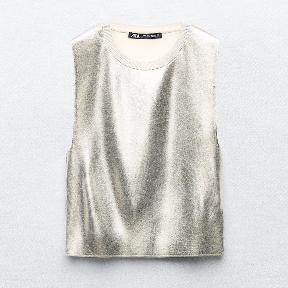 Zara | Metallic Gold Soft Knit Top - Picture 3 of 14